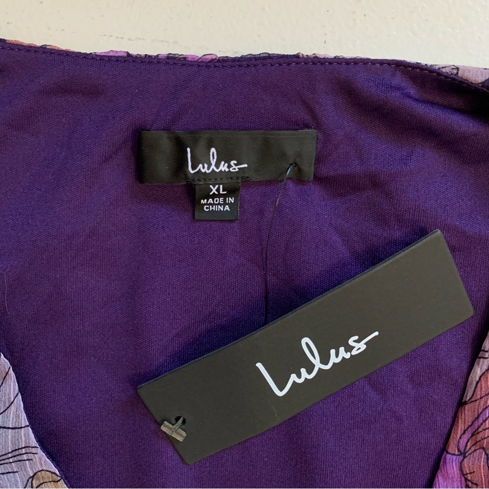 Lulus XL Feeling Sweet Purple Floral Print Long Sleeve Wrap Maxi Dress NWT - Picture 11 of 16